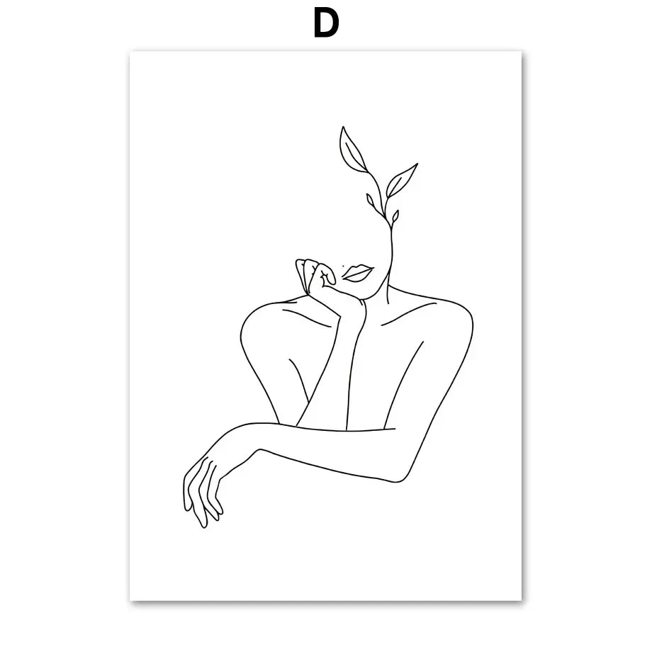 Minimalist Abstract Black White Beauty Figure Art Line Art Fine Art Canvas Prints Pictures For Living Room Bedroom Salon Art Decor | Skanto