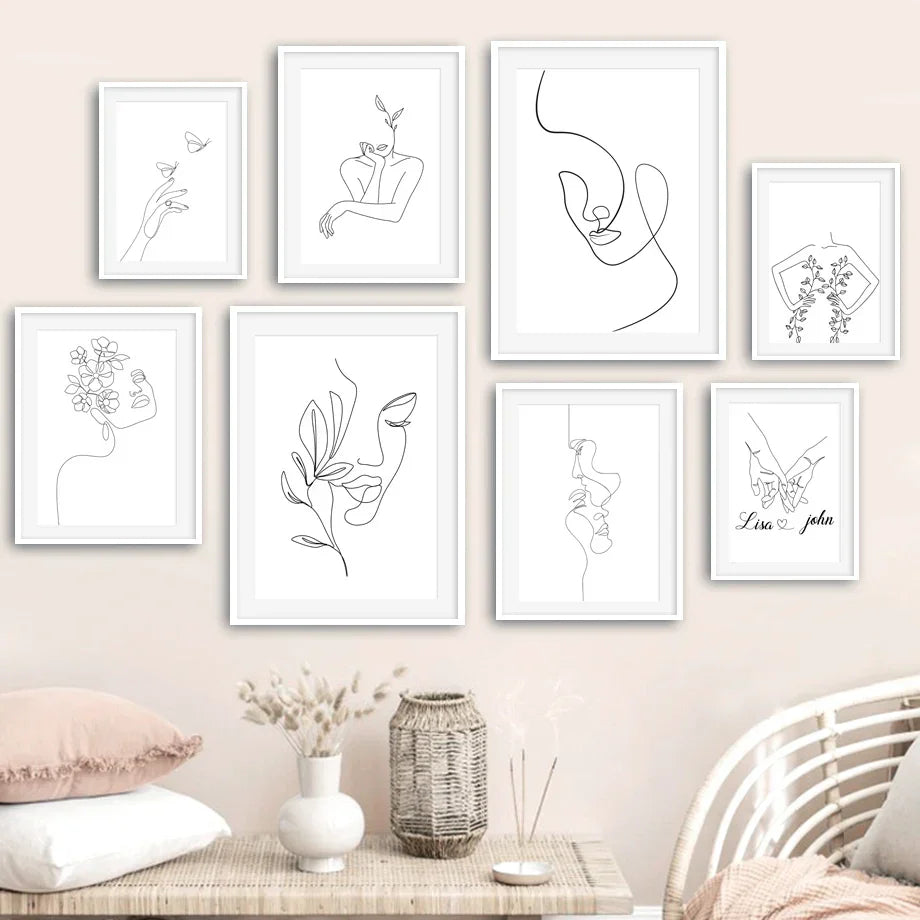 Minimalist Abstract Black White Beauty Figure Art Line Art Fine Art Canvas Prints Pictures For Living Room Bedroom Salon Art Decor | Skanto