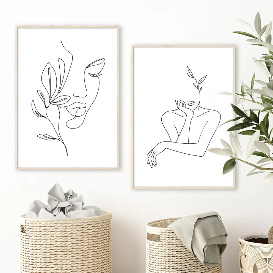 Minimalist Abstract Black White Beauty Figure Art Line Art Fine Art Canvas Prints Pictures For Living Room Bedroom Salon Art Decor | Skanto