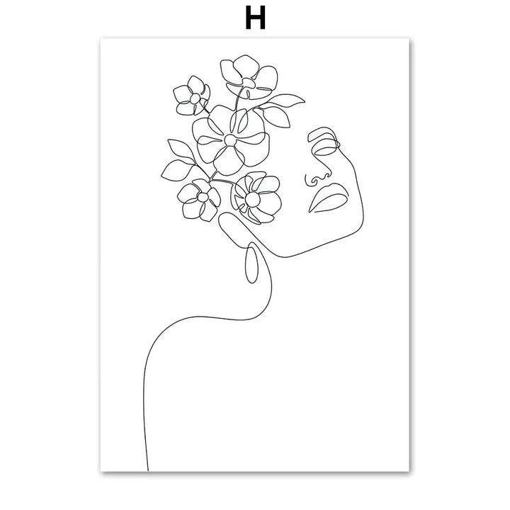 Minimalist Abstract Black White Beauty Figure Art Line Art Fine Art Canvas Prints Pictures For Living Room Bedroom Salon Art Decor | Skanto