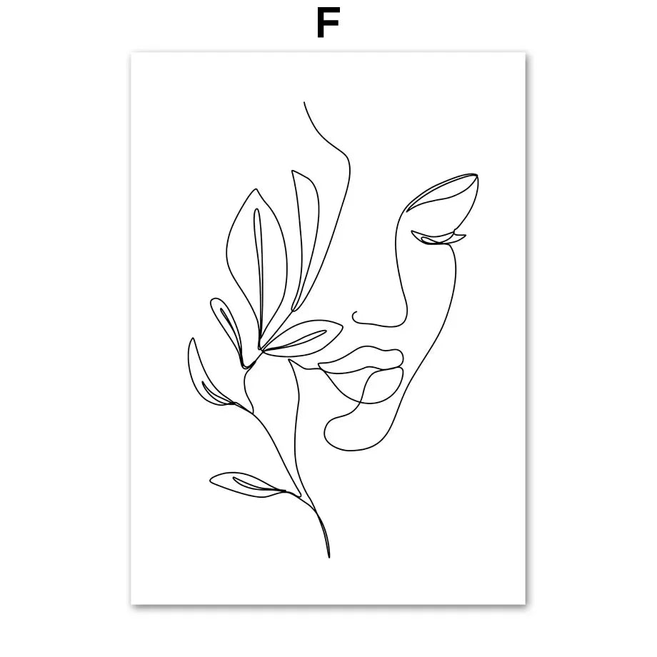 Minimalist Abstract Black White Beauty Figure Art Line Art Fine Art Canvas Prints Pictures For Living Room Bedroom Salon Art Decor | Skanto