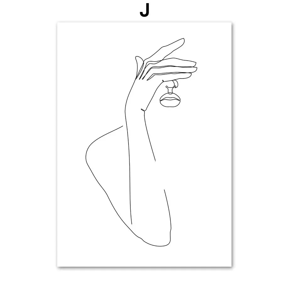 Minimalistisk abstrakt svart-hvitt skjønnhet figur kunst linjekunst kunstverk lerretsutskrifter bilder for stue soverom salong kunst dekor | Skanto