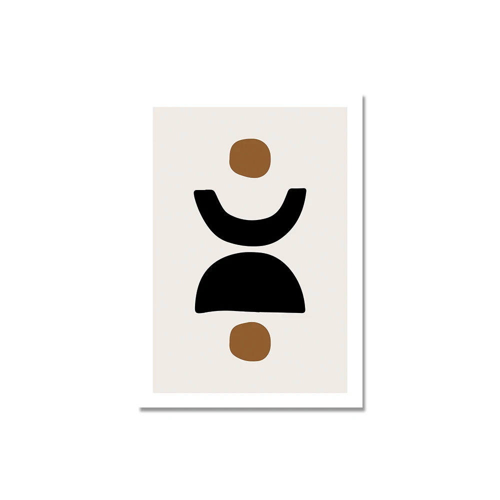 Minimalistiske abstrakte elementer veggkunst Fine Art lerretsutskrifter Sort Brun Nøytrale farger Bilder for moderne leilighet stue dekor | Skanto