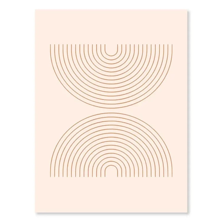 Minimalistisk abstrakt geometrisk månefaser linjekunst veggkunst fine art lerrettrykk bilder for moderne leilighet stue nordisk interiør | Skanto