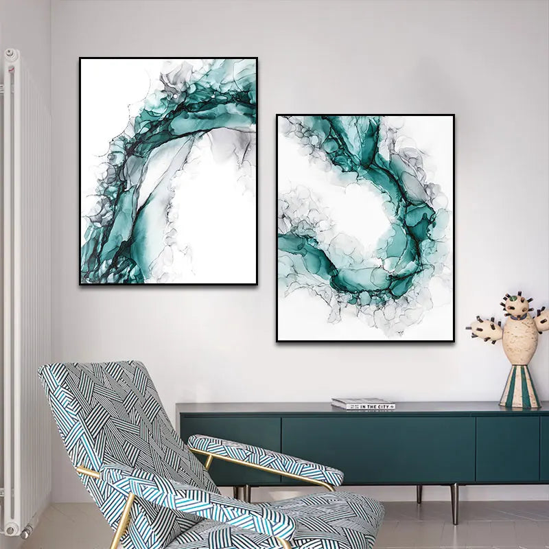 Minimalistisk abstrakt grønn is-marmormønster veggkunst fine kunst lerret utskrifter plakat bilder for moderne stue hjemmekontor kunst dekor | Skanto