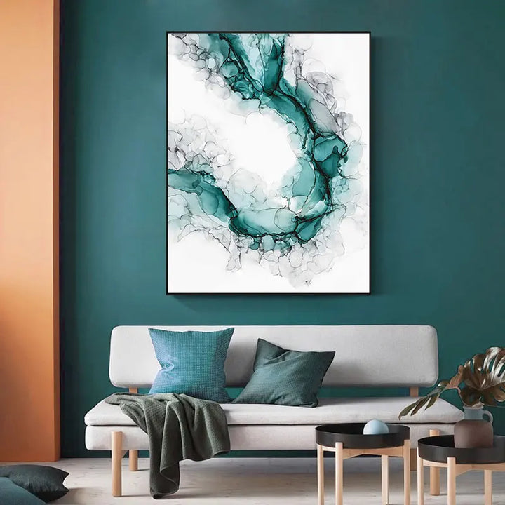 Minimalistisk abstrakt grønn is-marmormønster veggkunst fine kunst lerret utskrifter plakat bilder for moderne stue hjemmekontor kunst dekor | Skanto