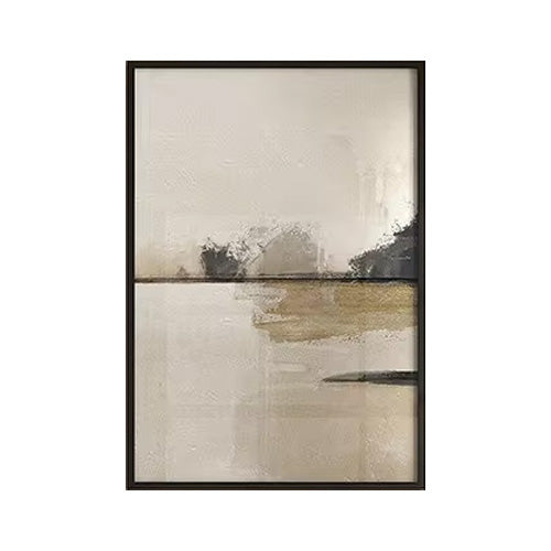 Minimalistisk abstrakt landskapsveggkunst nøytrale farger Fine Art lerrettrykk Beige/Svart bilder for stue, soverom, kunst for samtidsinteriører | Skanto