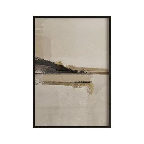Minimalistisk abstrakt landskapsveggkunst nøytrale farger Fine Art lerrettrykk Beige/Svart bilder for stue, soverom, kunst for samtidsinteriører | Skanto