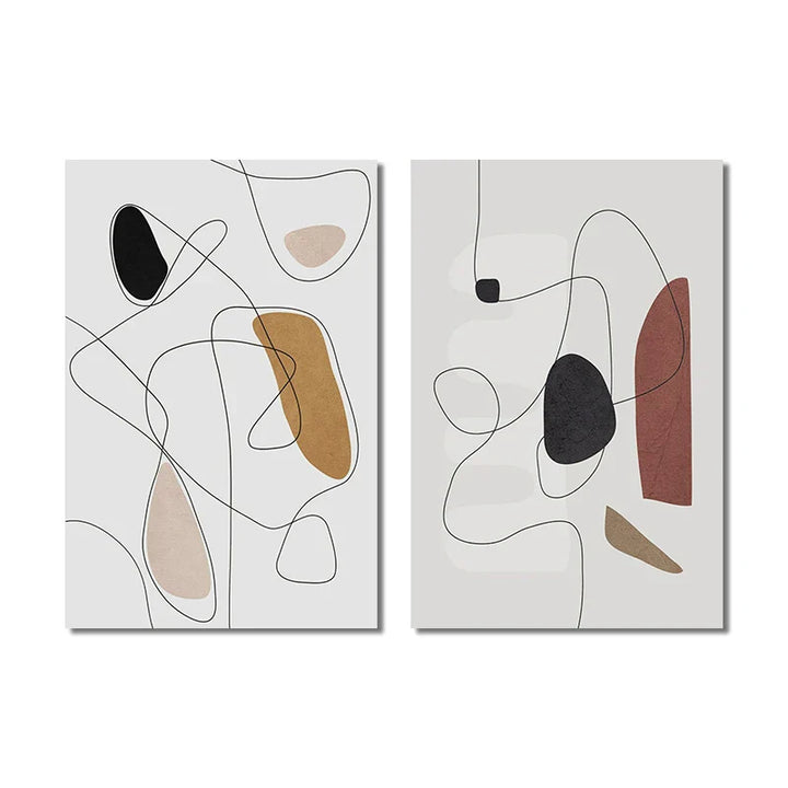 Minimalistisk abstrakt form og linjer veggkunst Fine Art lerretstrykk Kunst for moderne leilighet stue soverom gang kunstdekorasjon | Skanto