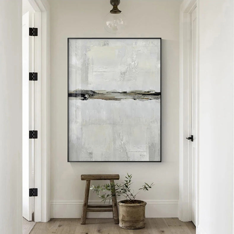 Minimalistisk beige-grå fargeblokk abstrakt veggkunst Fine Art lerretstrykk bilder for moderne leiligheter stue soverom moderne interiør | Skanto