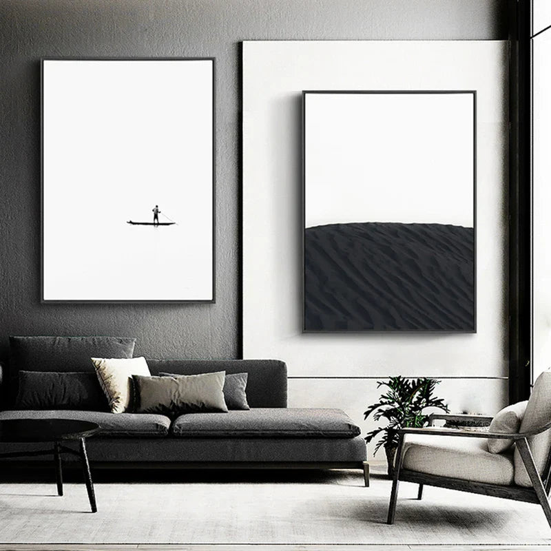 Minimalistisk Svart Hvit Arkitektonisk Abstrakt Veggkunst Fine Art Lerretsutskrifter Bilder For Moderne Leilighet Stuekunst For Moderne Innredning | Skanto