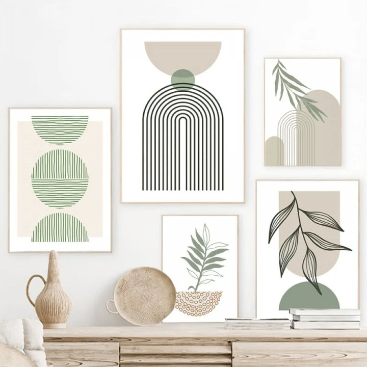 Minimalistisk Bohemsk Botanisk Veggkunst Fint Kunst Lærredstrykk Nøytral Farge Galleri Veggbilder For Stue | Skanto