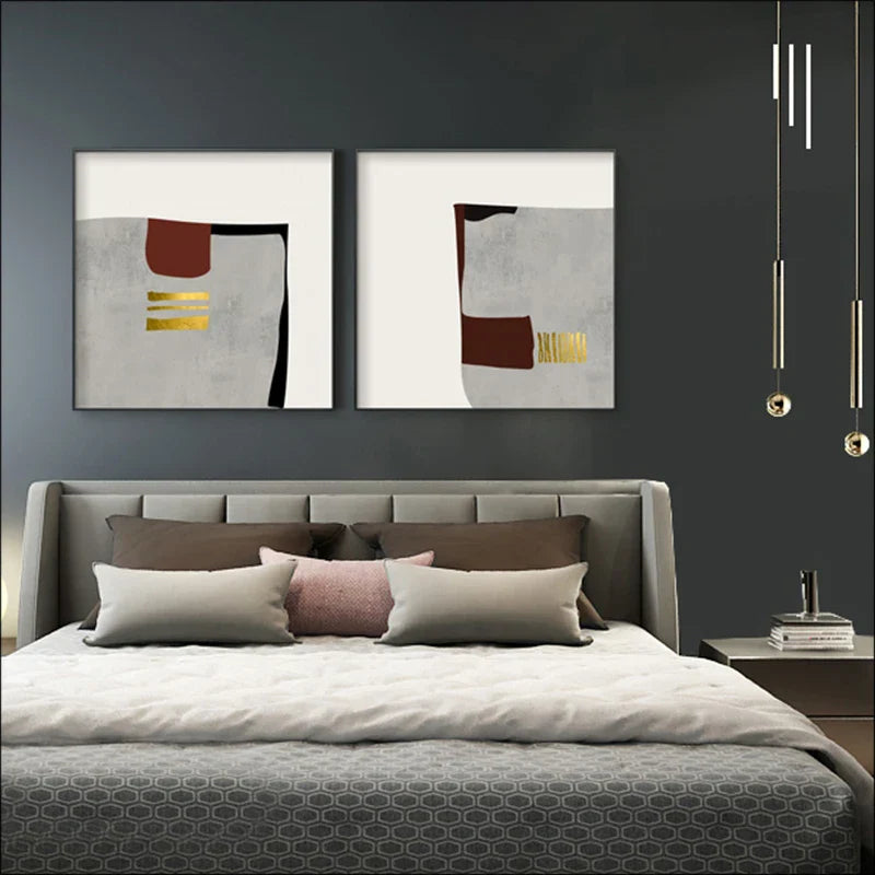 Minimalistisk samtids fargeblokk abstrakt veggkunst Fin kunst lerretstrykk Bilder for moderne leilighet Stue Soverom kunstdekorasjon | Skanto