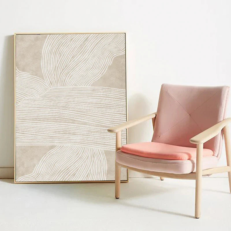 Minimalistiske fine linjer veggkunst Fine kunst lerret trykk Nøytrale farger Beige Hvit Abstrakte nordiske bilder for stue soverom kunst dekor | Skanto