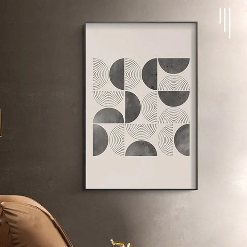 Minimalistisk geometrisk sol-måne veggkunst fine kunst lerretstrykk moderne abstrakte plakater for stue spisestue kunstdekorasjon | Skanto