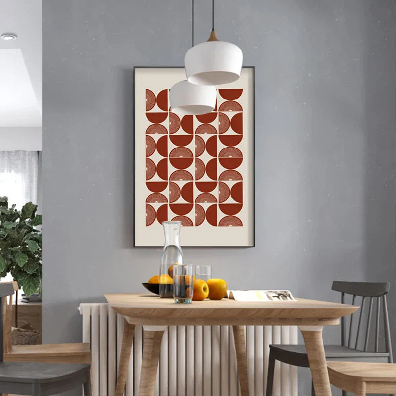 Minimalistisk geometrisk sol-måne veggkunst fine kunst lerretstrykk moderne abstrakte plakater for stue spisestue kunstdekorasjon | Skanto