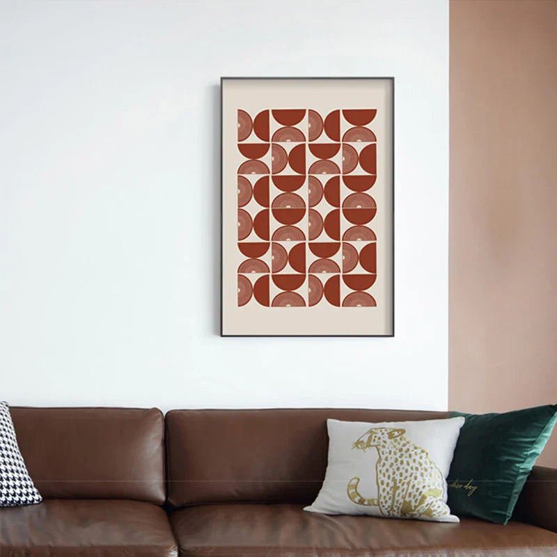 Minimalistisk geometrisk sol-måne veggkunst fine kunst lerretstrykk moderne abstrakte plakater for stue spisestue kunstdekorasjon | Skanto