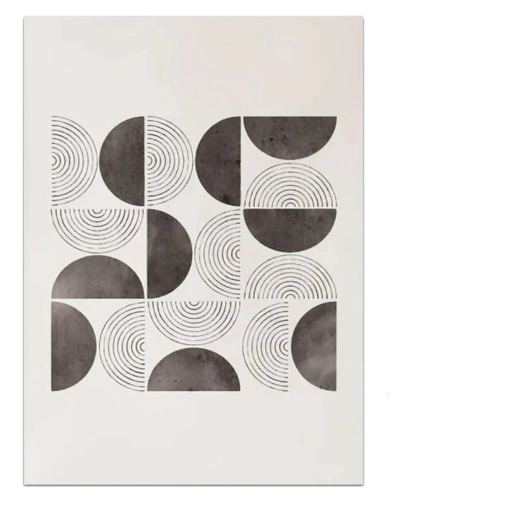 Minimalistisk geometrisk sol-måne veggkunst fine kunst lerretstrykk moderne abstrakte plakater for stue spisestue kunstdekorasjon | Skanto