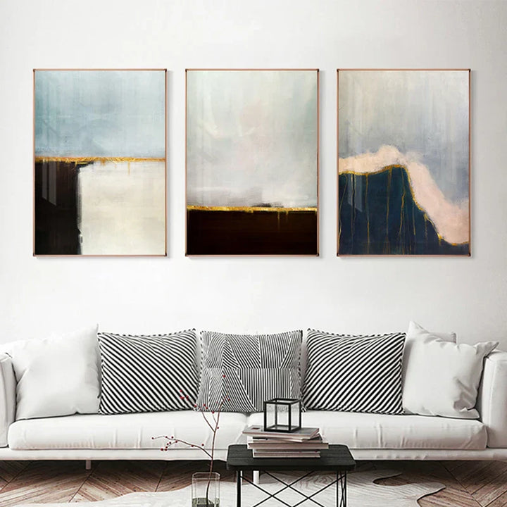 Minimalistisk Grå Blå Fargeblokk Abstrakt Veggkunst Fin Kunst Lerretstrykk Plakater Bilder For Moderne Stue Moderne Hjemdekorasjon | Skanto