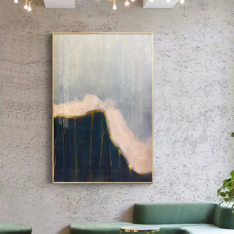 Minimalistisk Grå Blå Fargeblokk Abstrakt Veggkunst Fin Kunst Lerretstrykk Plakater Bilder For Moderne Stue Moderne Hjemdekorasjon | Skanto