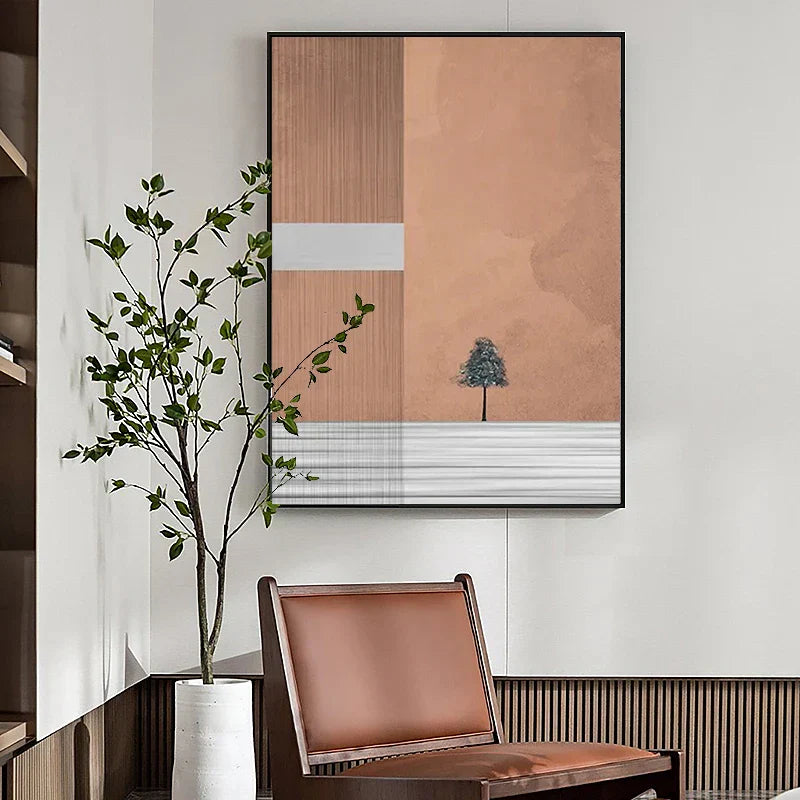 Minimalistisk landskap fargeblokk abstrakt veggkunst kunstnerisk lerretsutskrift moderne bilde for moderne leilighet stue hjemmekontor dekor | Skanto