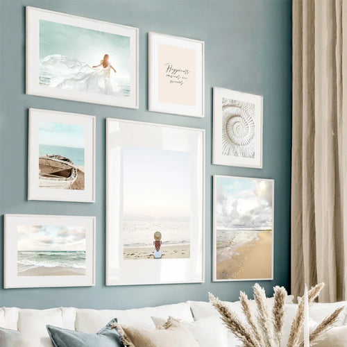 Minimalistisk livsstil Strand Landskap Veggkunst Fine Art Lerrettrykk Galleri Veggmalerier av ro for stuen Skandinavisk interiør | Skanto