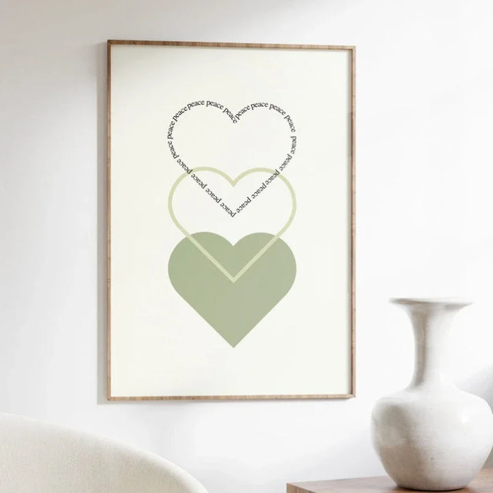 Minimalistisk Fredselskende Hjerter Veggkunst Fine Art Lerret Utskrifter Enkle inspirerende Sitater Plakat Bilde for Stue Soverom Dekor | Skanto