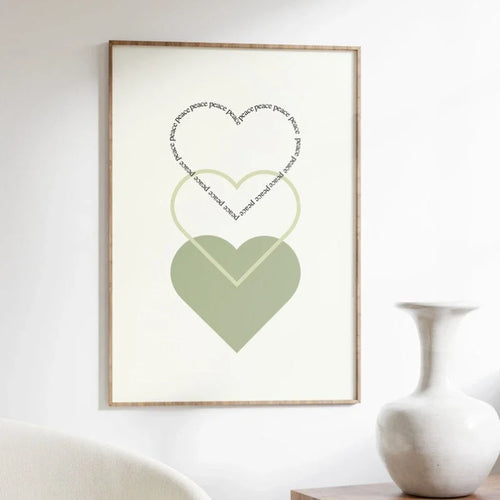 Minimalistisk Fredselskende Hjerter Veggkunst Fine Art Lerret Utskrifter Enkle inspirerende Sitater Plakat Bilde for Stue Soverom Dekor | Skanto