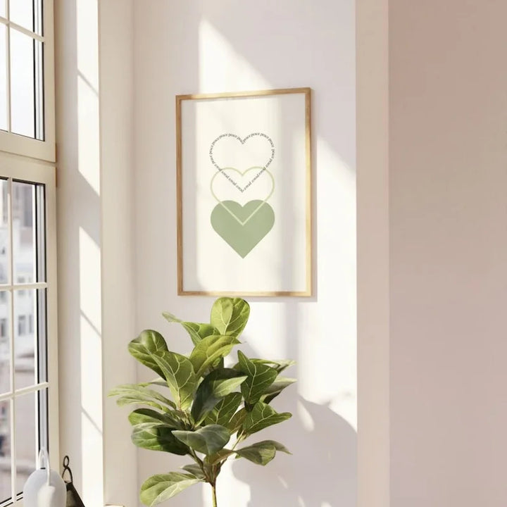 Minimalistisk Fredselskende Hjerter Veggkunst Fine Art Lerret Utskrifter Enkle inspirerende Sitater Plakat Bilde for Stue Soverom Dekor | Skanto