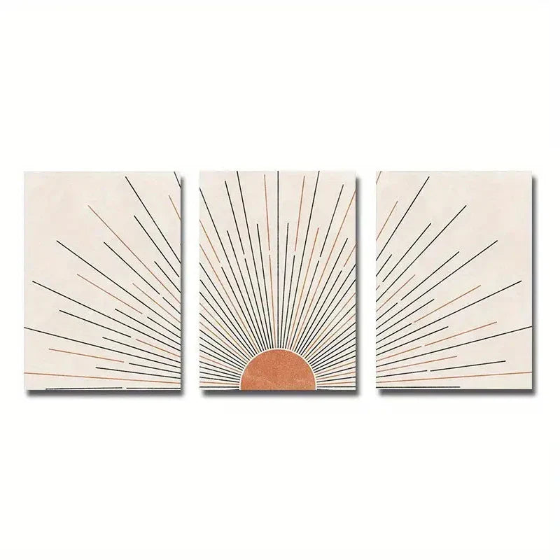 Minimalistisk soloppgang geometrisk linjekunst veggkunst fin kunst lerrettrykk bilder for moderne leilighet stue soverom hjemmekontor kunstdekor - sett av 3PCS | Skanto