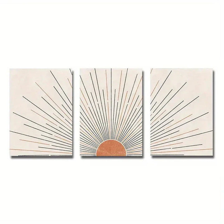 Minimalistisk soloppgang geometrisk linjekunst veggkunst fin kunst lerrettrykk bilder for moderne leilighet stue soverom hjemmekontor kunstdekor - sett av 3PCS | Skanto