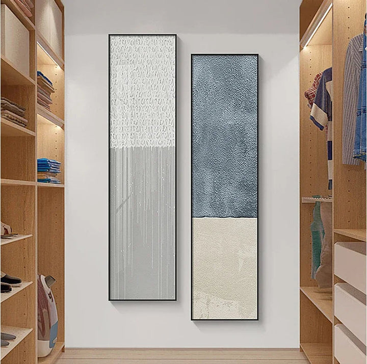 Minimalist Urban Abstract Wall Art Fine Art Canvas Prints Tall Vertical Pictures for Entry Foyer Living Room Home Office Decor | Skanto