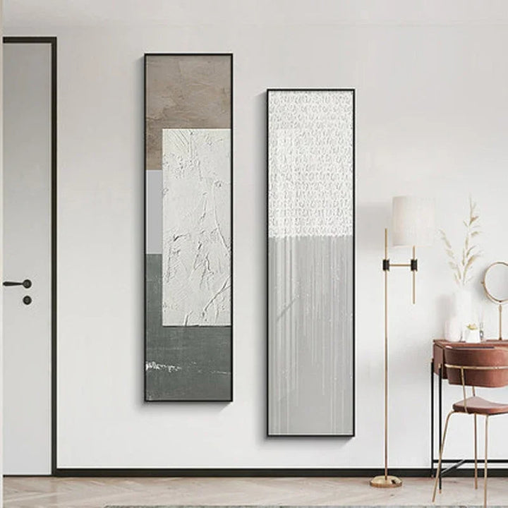 Minimalist Urban Abstract Wall Art Fine Art Canvas Prints Tall Vertical Pictures for Entry Foyer Living Room Home Office Decor | Skanto