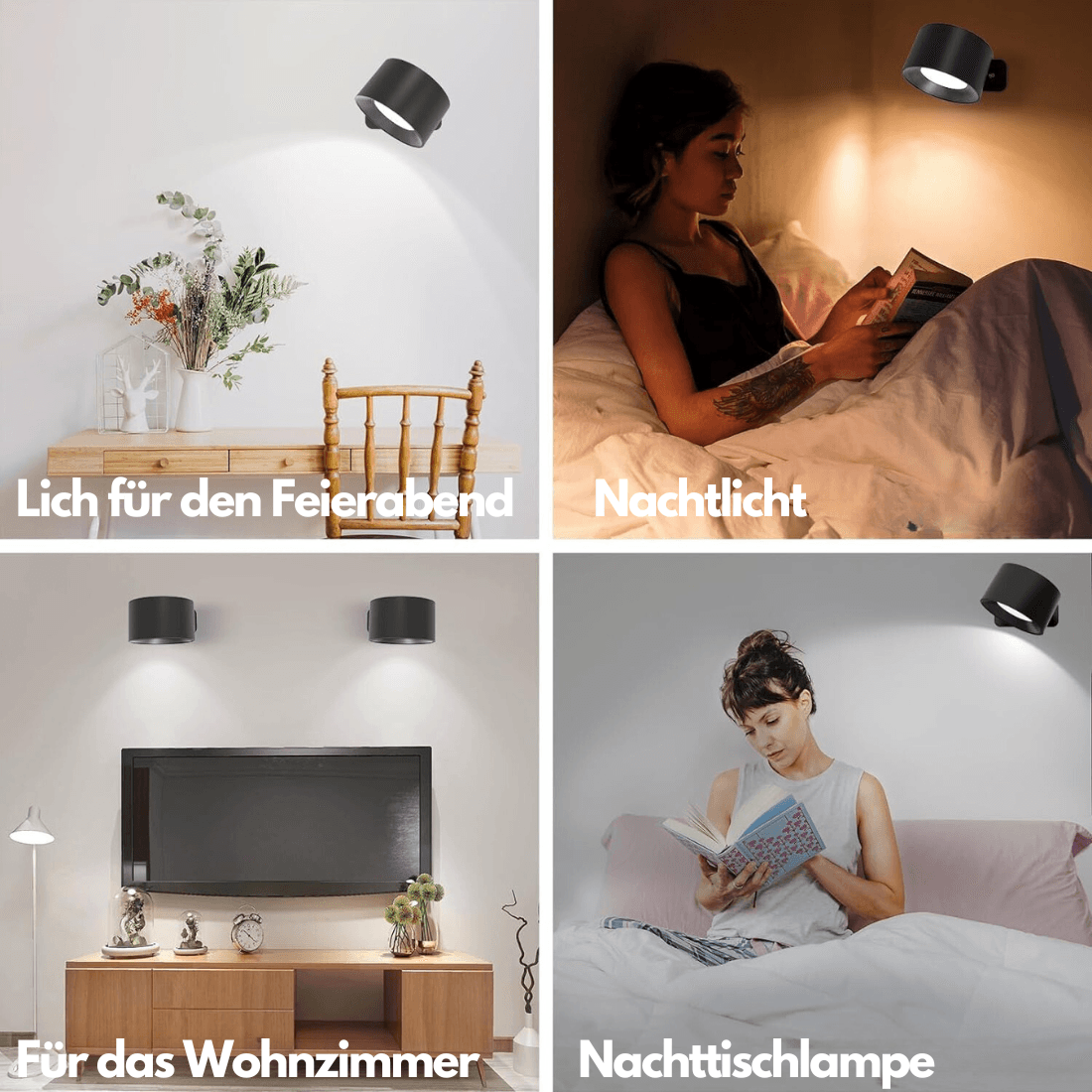360 trådløs oppladbar vegglampe