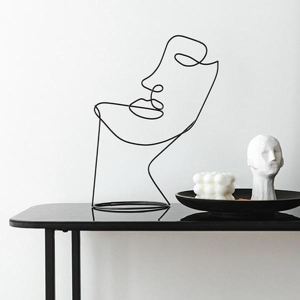Moderne Abstrakt Enkelt Linje Ansikt Hode Dekorativ Kunst | Skanto