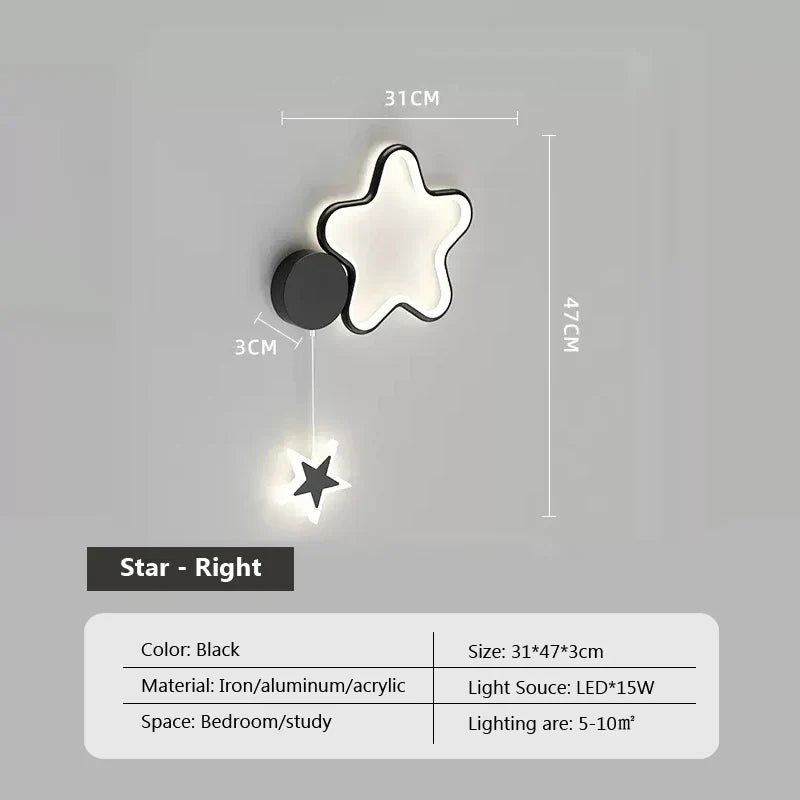 LumiDroom - Magisk Vegglampe med Stjerner og Måne Skanto