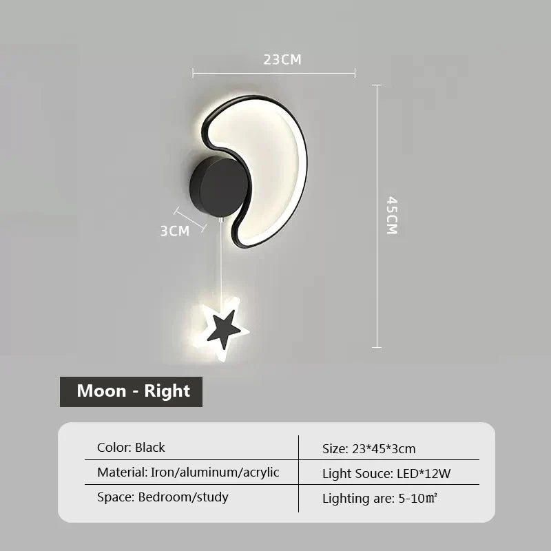 LumiDroom - Magisk Vegglampe med Stjerner og Måne Skanto