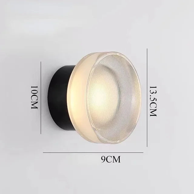 Moderne Rund LED Vegglampe laget av Glass – Vegglampe for Stue, Gang, Soverom og Bad | Skanto