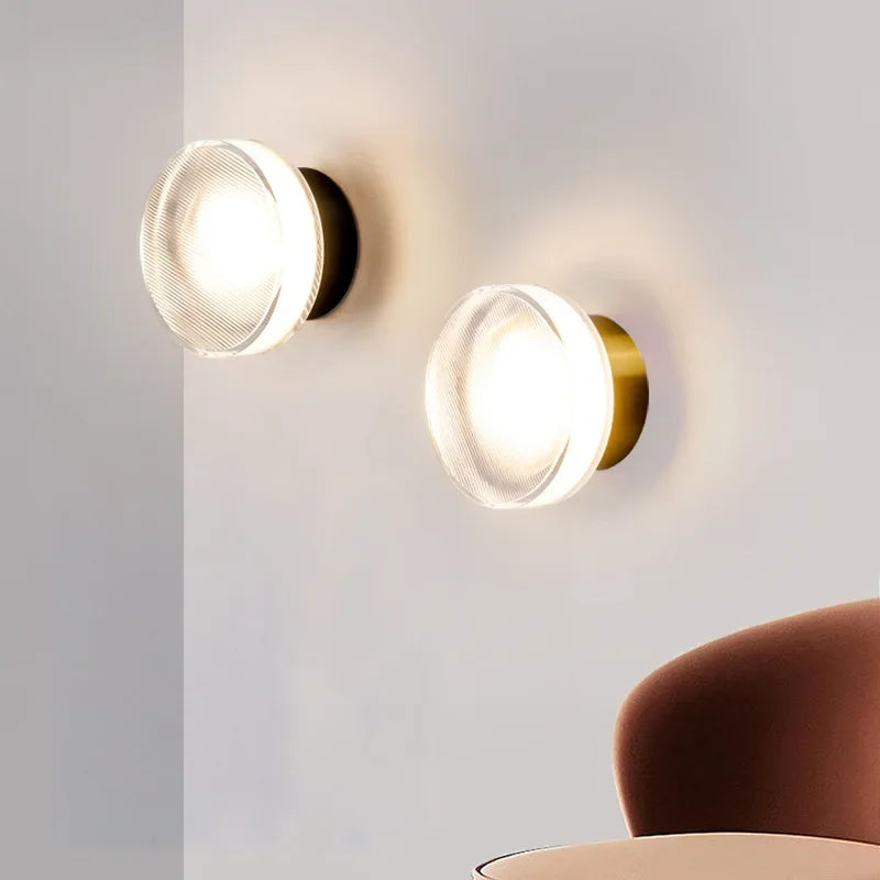 Moderne Rund LED Vegglampe laget av Glass – Vegglampe for Stue, Gang, Soverom og Bad | Skanto