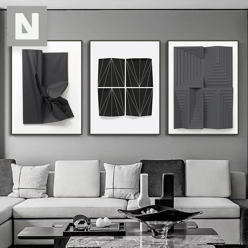 Modern Aesthetics Abstract 3D Effect Wall Art Fine Art Canvas Prints Pictures for Living Room Bedroom Modern Interior Decor | Skanto