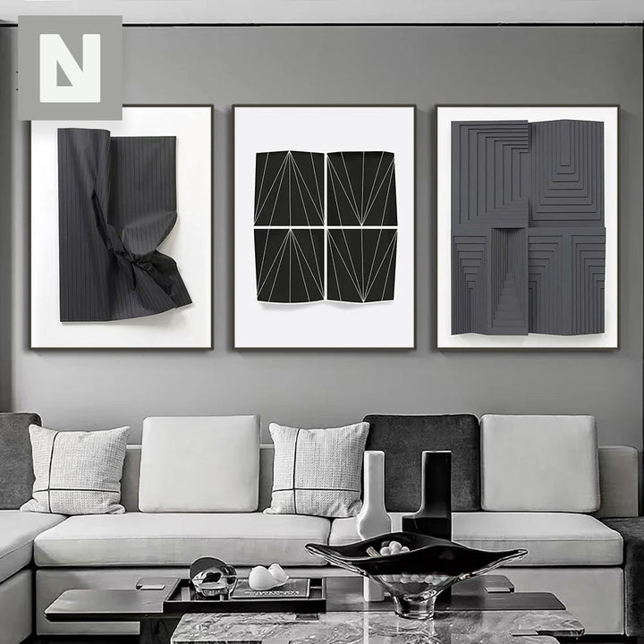 Modern Aesthetics Abstract 3D Effect Wall Art Fine Art Canvas Prints Pictures for Living Room Bedroom Modern Interior Decor | Skanto