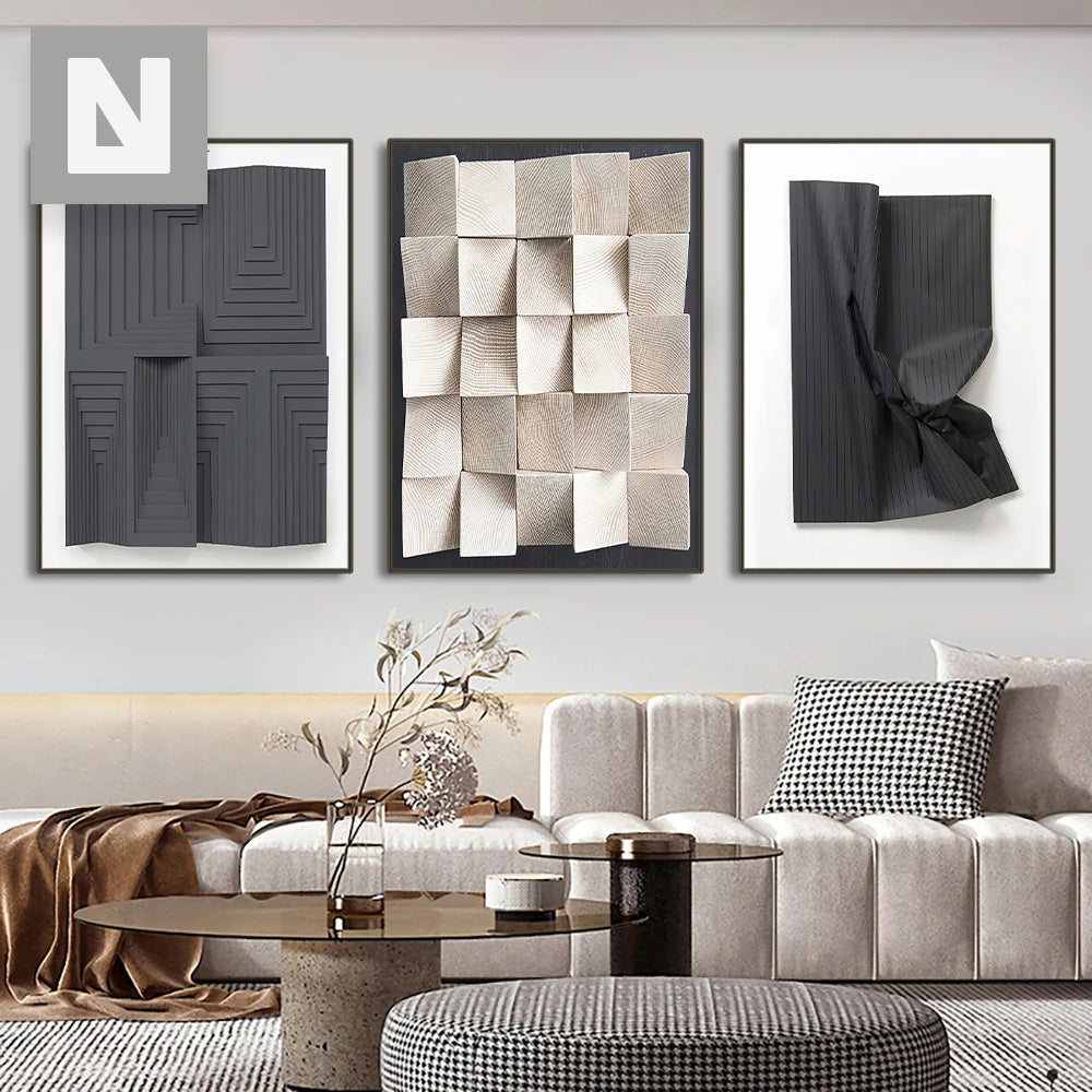 Modern Aesthetics Abstract 3D Effect Wall Art Fine Art Canvas Prints Pictures for Living Room Bedroom Modern Interior Decor | Skanto