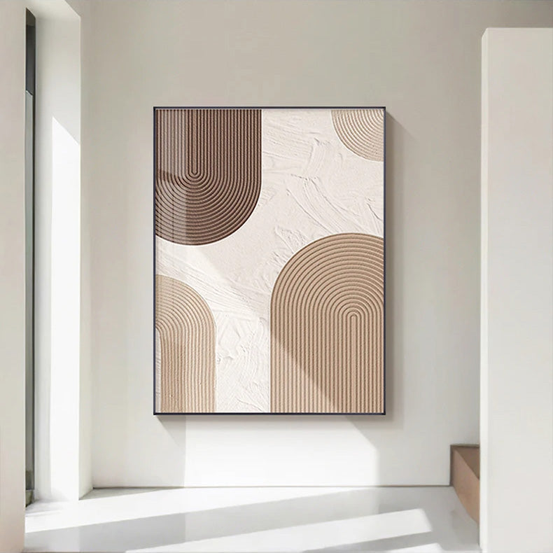 Modern Abstract Beige Geometric Lines Wall Art Fine Art Canvas Prints Pictures for Living Room Dining Room Home Office Decor | Skanto