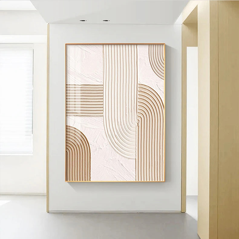Modern Abstract Beige Geometric Lines Wall Art Fine Art Canvas Prints Pictures for Living Room Dining Room Home Office Decor | Skanto