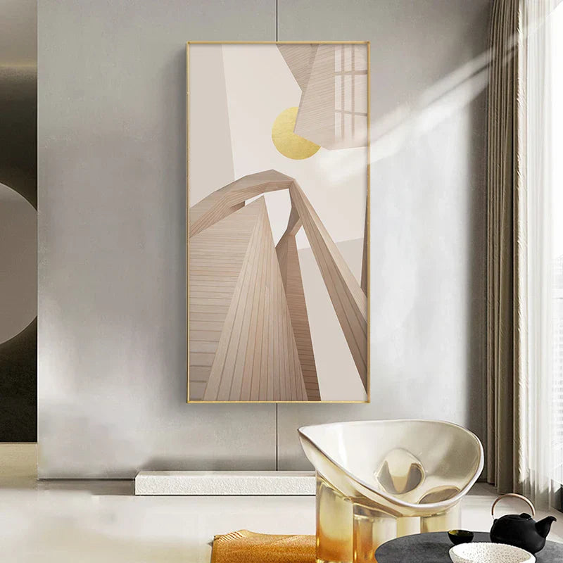 Moderne estetikk Abstrakt arkitektonisk soloppgang veggkunst Fine Art lerretutskrifter bilder for samtidsloft leilighet hjemmekontor foyer kunst dekor | Skanto