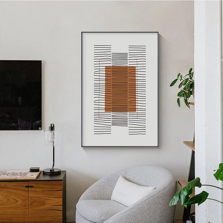 Moderne abstrakte blokkfarge linjekunst kunsttrykk på lerret veggkunst bilder for stue spisestue kunst for moderne kontorinteriør | Skanto