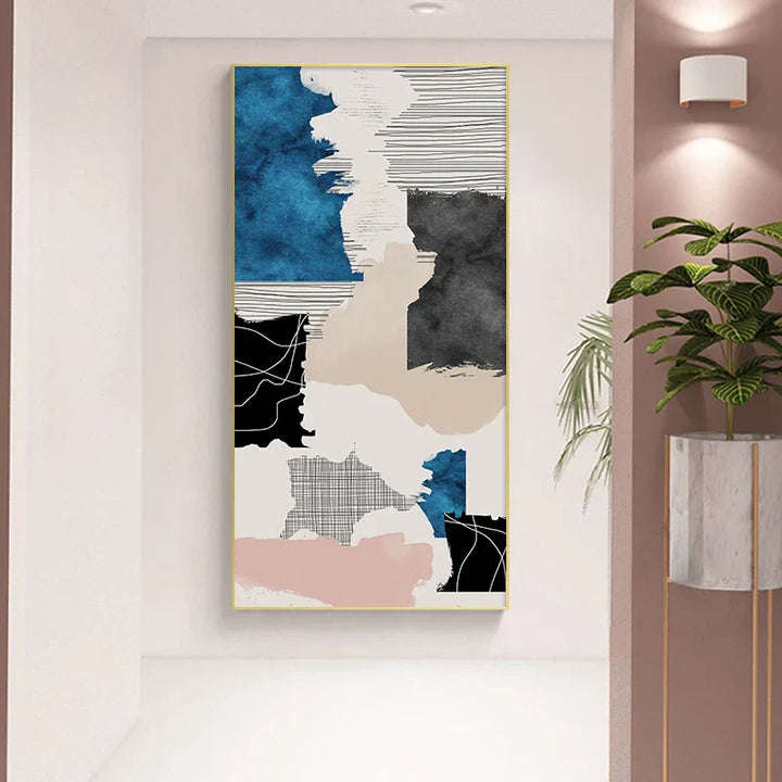 Moderne Abstrakt Blå Grå Rosa Lerretprint Kunstverk Plakat Bilde For Moderne Leilighet Stue Soverom Gang Kunst For Samtidige Interiører | Skanto