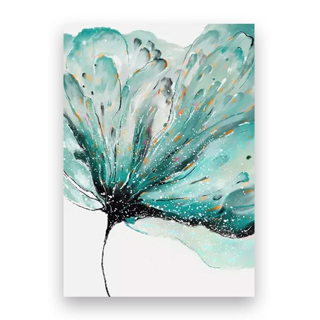Moderne abstrakte botaniske florale blå gull jade-marmor trykk veggkunst Fine Art lerretstrykk bilder for stue soverom dekorasjon | Skanto
