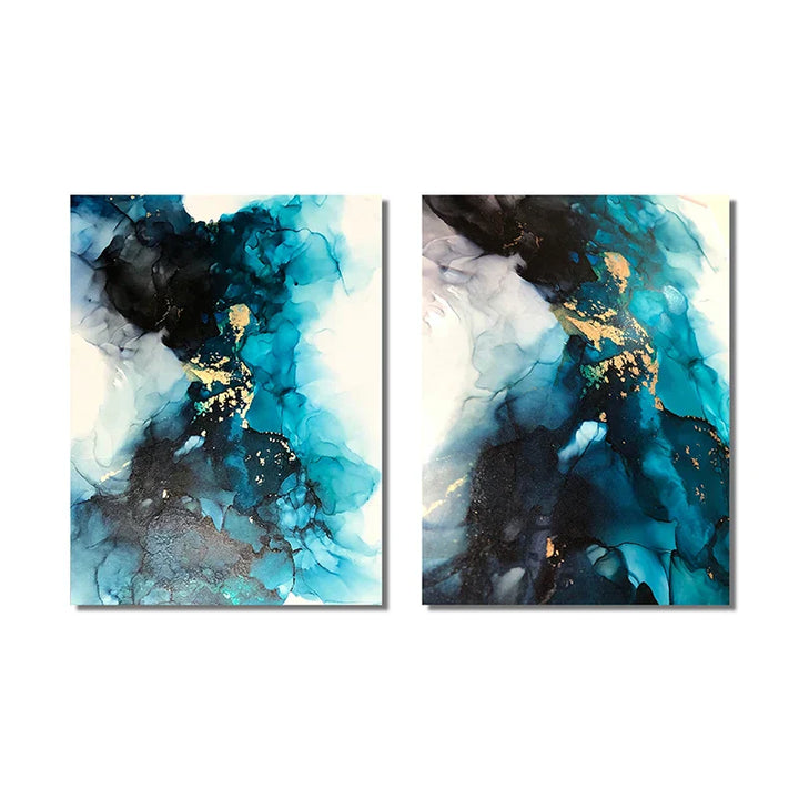Moderne abstrakt dyp blå Aqua-marmor trykk veggkunst Fine Art lerretstrykk plakatbilder for stue og spisestue kunstdekorasjon | Skanto