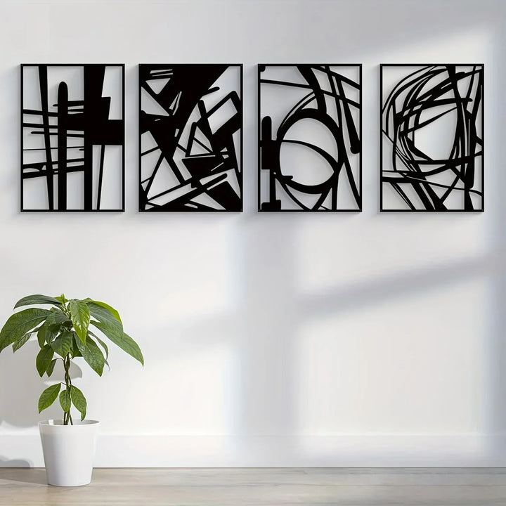 Moderne abstrakt jernkunst veggkunst 3D metallskulptur veggdekorasjon for stue spisestue kreativ moderne nordisk boligkultur | Skanto